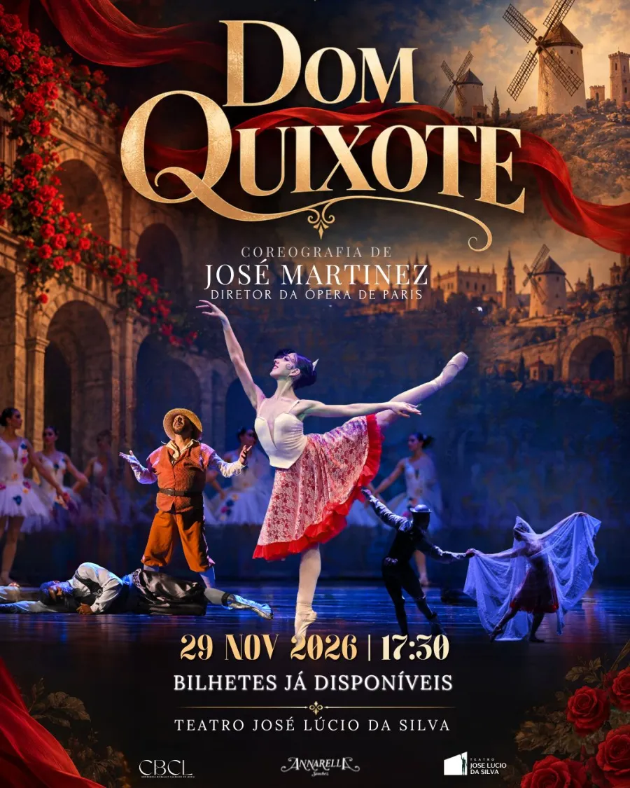 Cartaz do bailado Dom Quixote, 29 de novembro de 2026, Teatro José Lúcio da Silva